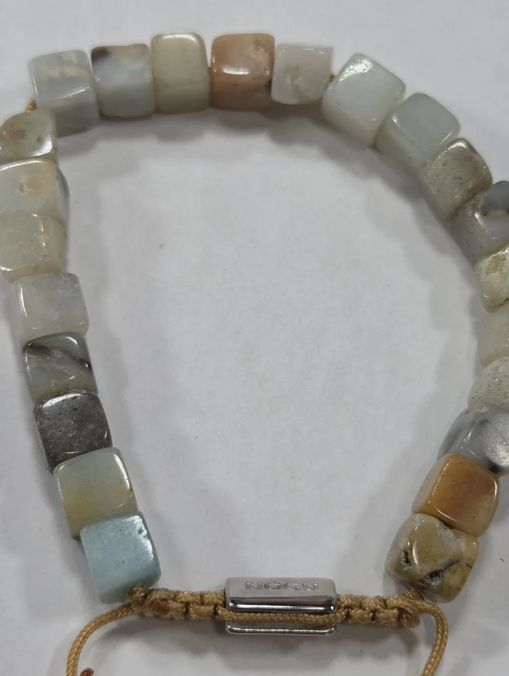 🆕️ NOGU Amazonia Silver Gemstone Pebble Macrame Bracelet